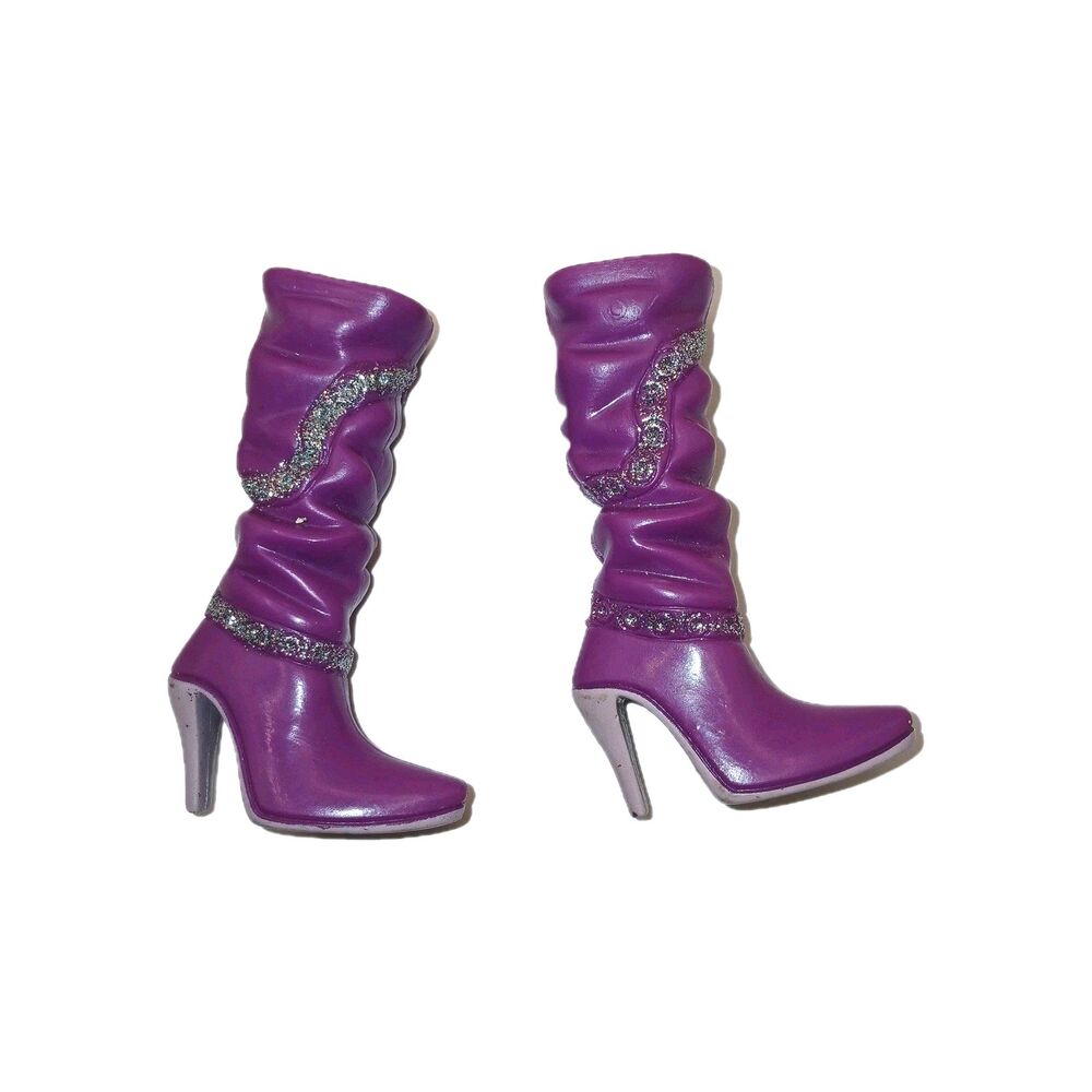 My Scene Barbie Purple High Heeled Boots w/ Silver Glitter